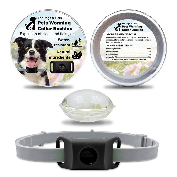 All-natural Silicone Collar for Cats and Dogs with 2 Capsules, Featuring Plant-based Extract for Pest Control