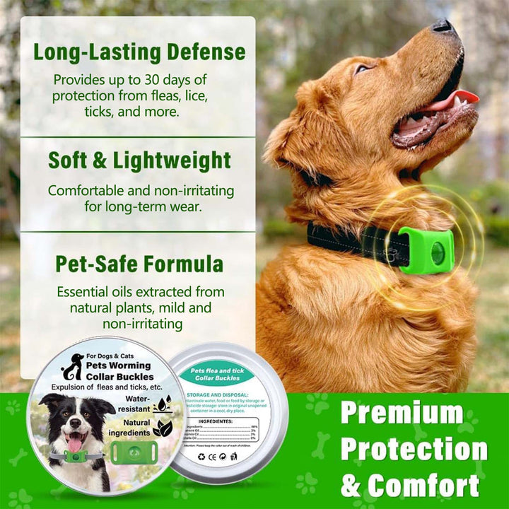 All-natural Silicone Collar for Cats and Dogs with 2 Capsules, Featuring Plant-based Extract for Pest Control