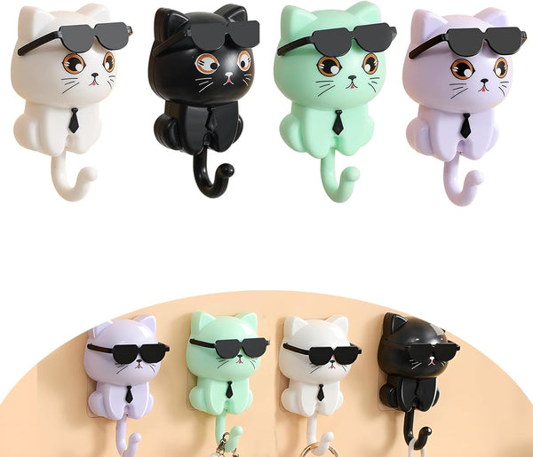 Adhesive Coat Hooks Key Holder, Home Storage Utility Wall Decorations for Hanging Hat, Key, Towel, Scarf, Bags, Punch Free