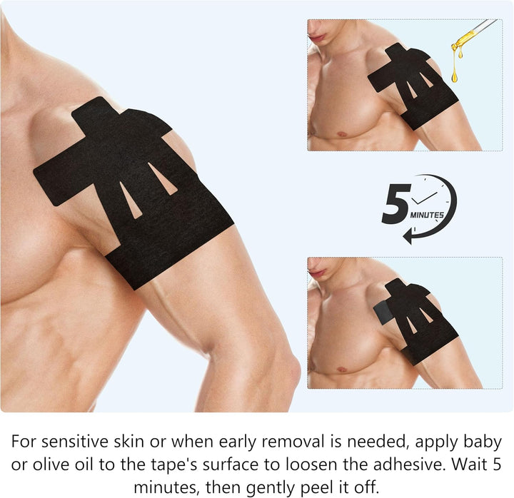 Precut Kinesiology Tape for Shoulder – 15 PCS Shoulder Tape for Pain Relief & Support