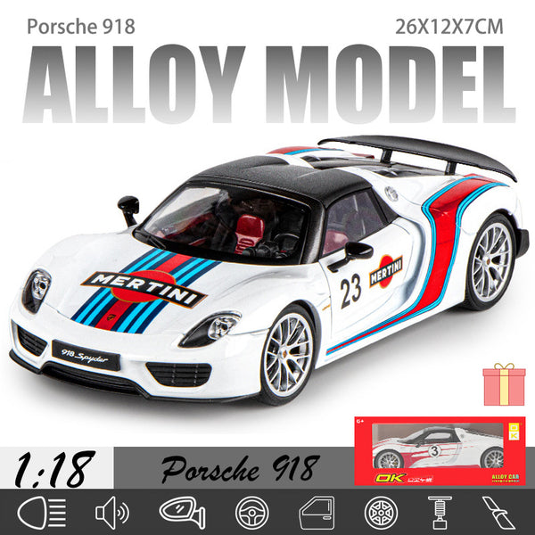 Porsche 918 1:18 alloy model car, high-end cool children's toy car gift