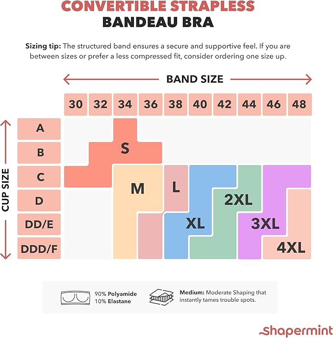 Strapless Bra - Bandeau top, Strapless Bras for Women, Plus Size Lingerie for Women, Free Clear Bra Straps