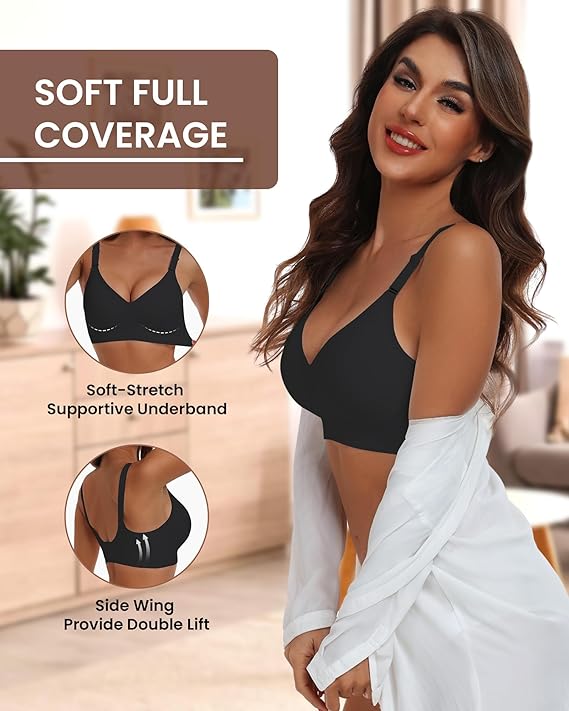 Comfortable Seamless Full Coverage Bra for Women Wireless Bras with Soft Support Regular and Plus Size