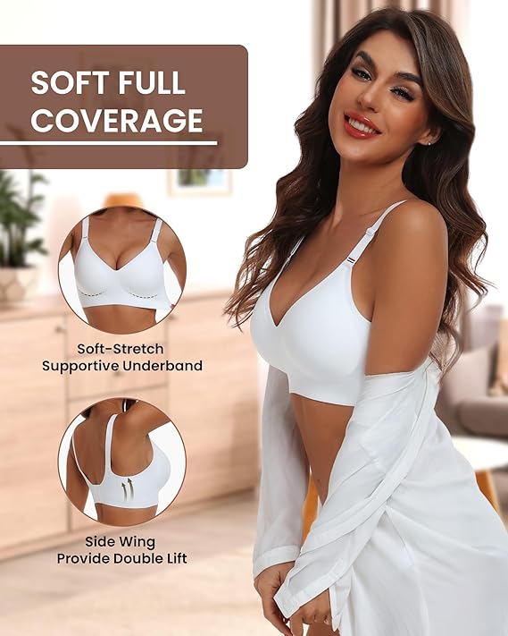 Comfortable Seamless Full Coverage Bra for Women Wireless Bras with Soft Support Regular and Plus Size