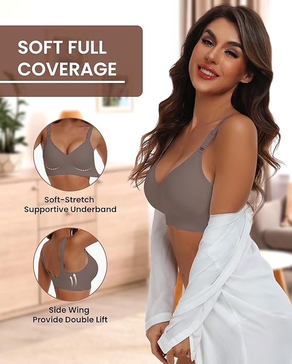 Comfortable Seamless Full Coverage Bra for Women Wireless Bras with Soft Support Regular and Plus Size