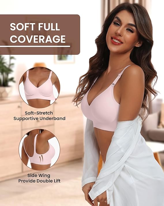 Comfortable Seamless Full Coverage Bra for Women Wireless Bras with Soft Support Regular and Plus Size